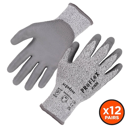 Ergodyne ANSI A3 PU Coated CR Gloves 12-Pair, Gray, Size XL 7030-12PR